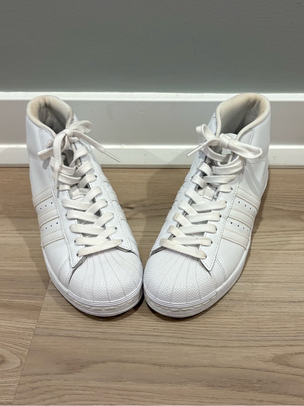 adidas White Women's High-Top Shelltoe Sneakers